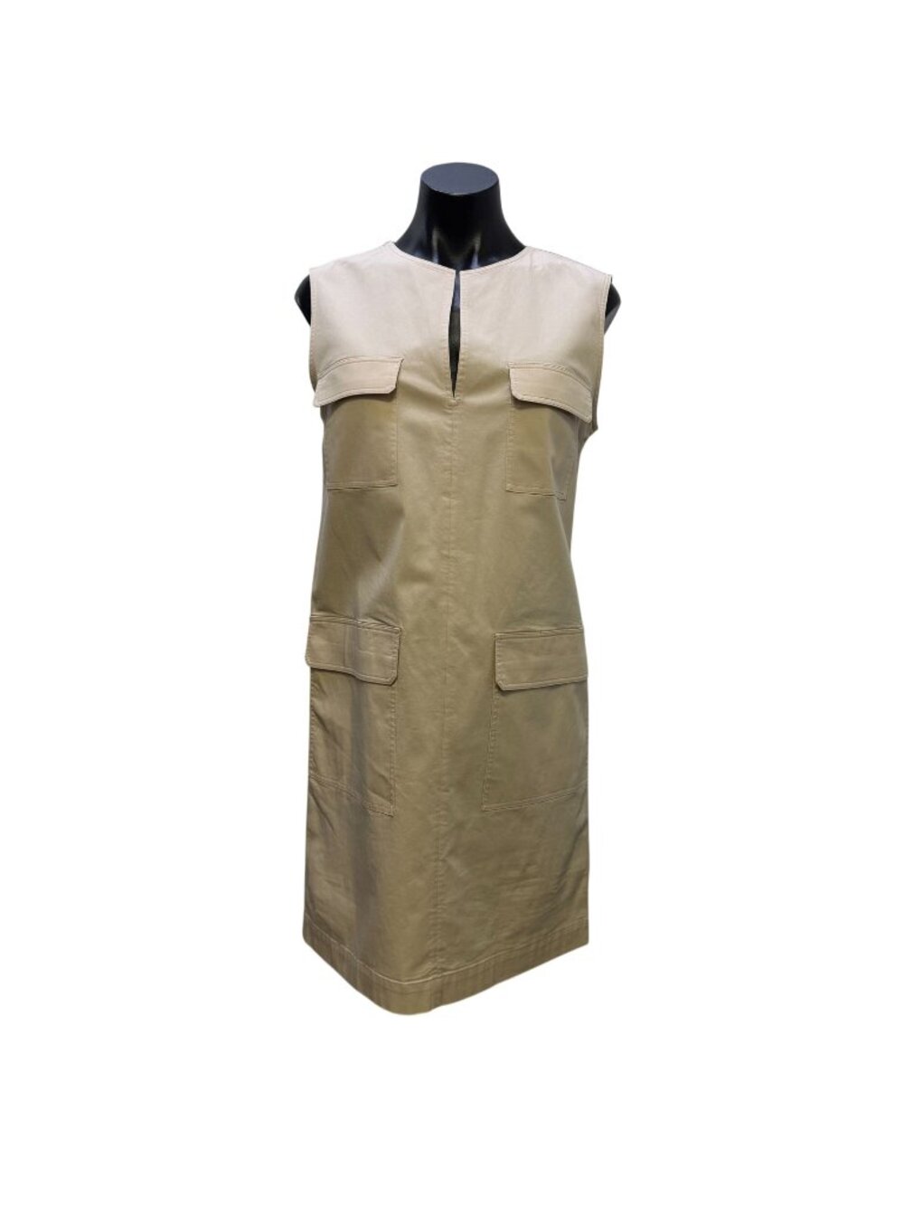 Theory Cream Sleeveless Utilitarian Chino Dress With Pockets 6